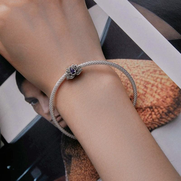 SCC2456 Sterling Silver S925 Zircon Hollow Lotus Bracelet Beads