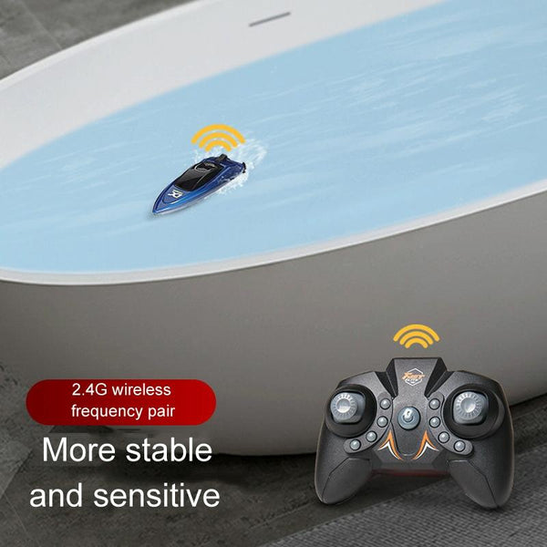 Children 2.4G Mini Remote Control Boat Summer Water Play Electrical Submarine Boys Toys(Blue)