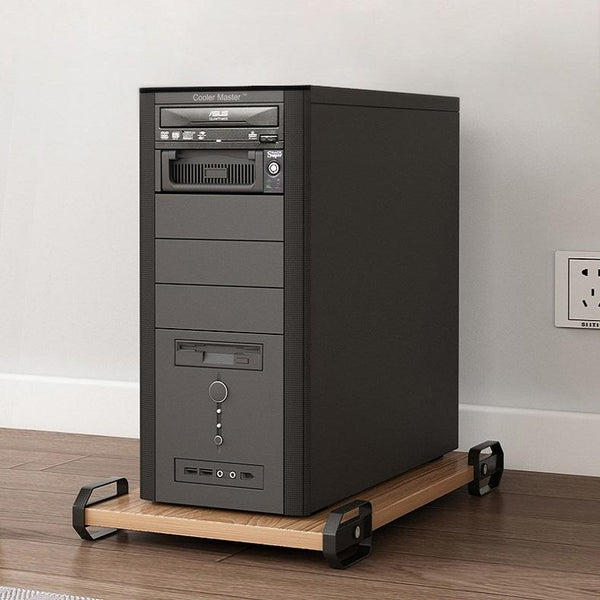 Wooden Removable Height-raising Base For Desktop Computer Host Universal Wheel Rubber Wood 25x50cm
