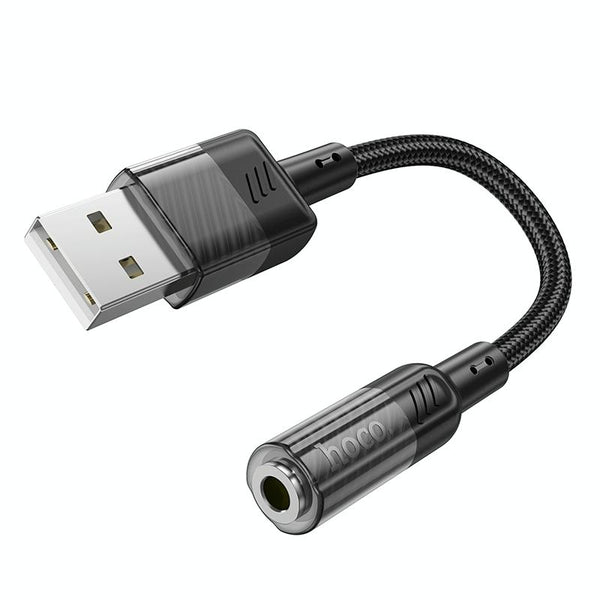 hoco LS37 Spirit Transparent USB to 3.5mm External Sound Card(Black)