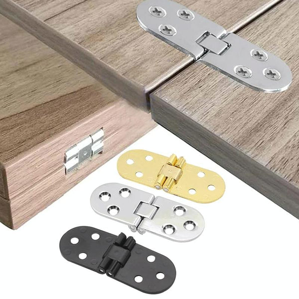 Cabinet Door Folding Hinge Thickened Zinc Alloy Half Round Table Flip Hinge, Color: Silver