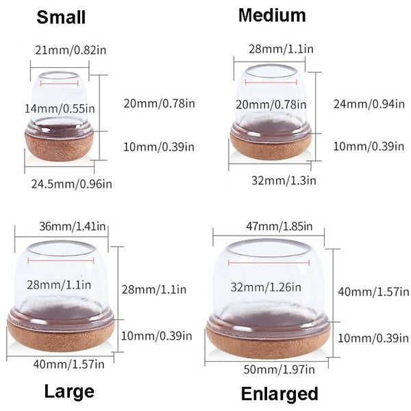 1.25 inch Large 8pcs /Set Round Table And Chair Leg Covers For Tiles/Wooden Floors Furniture Protectors(Transparent)