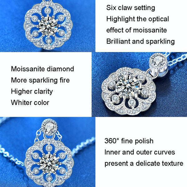 XMA008 Cherry Necklace 925 Silver Mosan Diamond Collarbone Pendant(White)