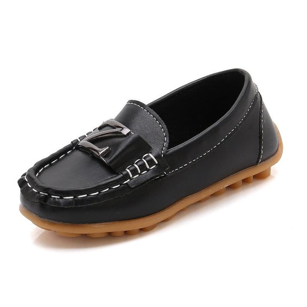 DKF-282 Lightweight Non-slip Dance Bean Shoes Children Leather Shoes, Size: 27(Black)