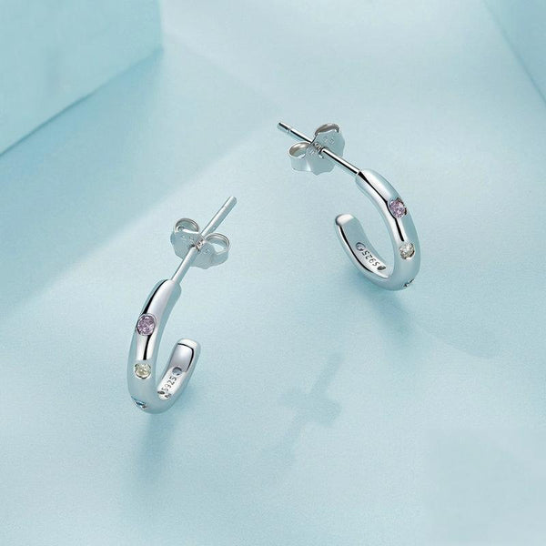 SCE1532 Sterling Silver S925 Platinum-plated Colorful Zirconium Earrings
