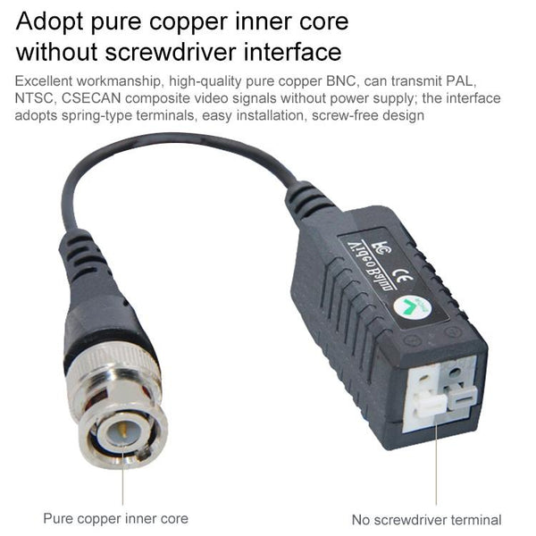 CCTV Video Balun, Passive, UTP, Black, 1500m
