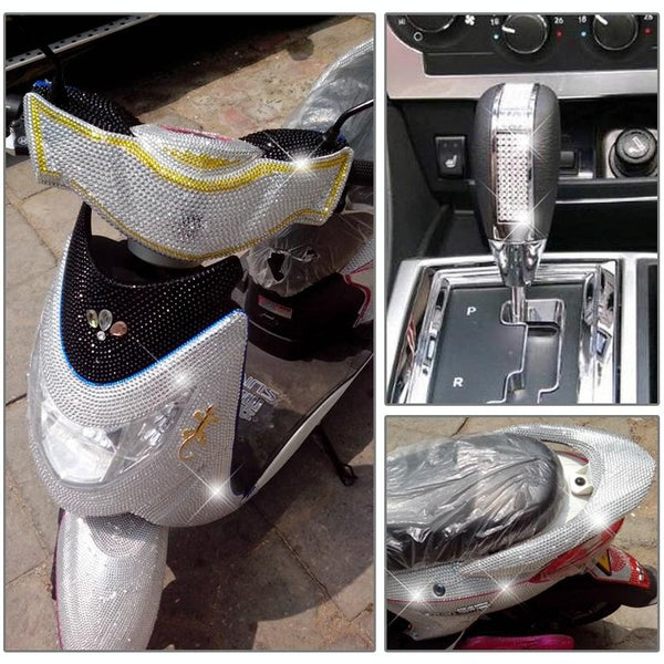 4mm Glitter Crystal Diamond Decoration / Shining Rhinestone Sticker for Car Sticker & Cell Phone Ornament(Pink White)