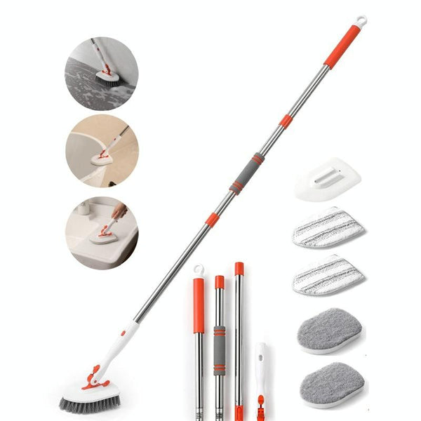 Shower Cleaning Brush With 52 Inch Adjustable Handle Tub Tile Scrubber Brush, Spec: Set 5