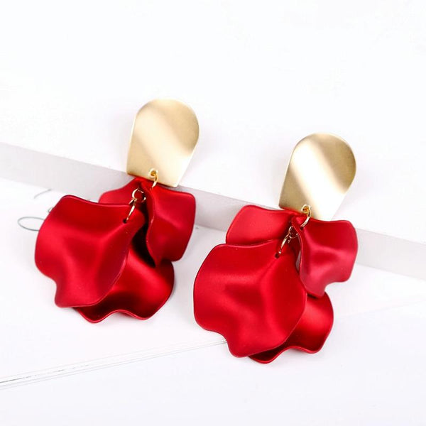 Long Exaggerated Fabric Art Handmade Petal Earrings, Color: E1910-2 4 Shorts Model