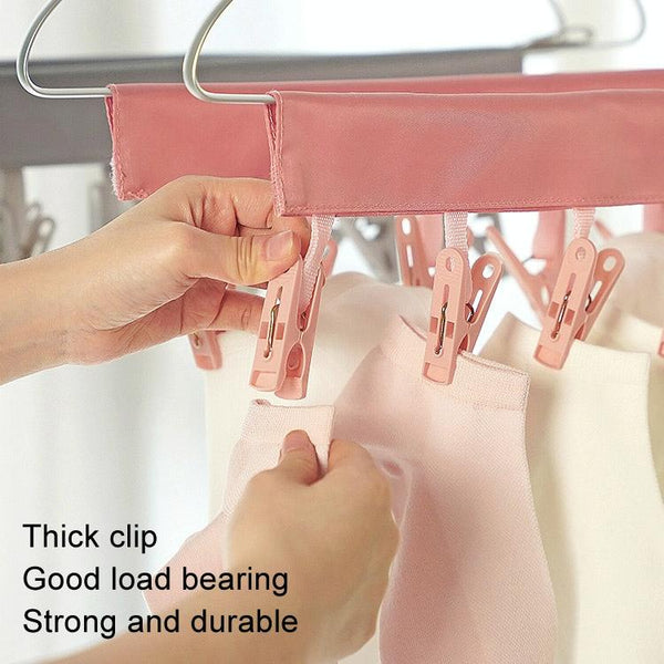 Multi Clip Portable Fabric Clothes Hanger Multifunctional Folding Fabric Clothes Clip Hangers, Color: Gray