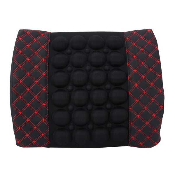 12V Four Season Chemical Fiber Wrapping Lumbar Seat Relaxation Waist Support Cushion for Car Office Family (Red)