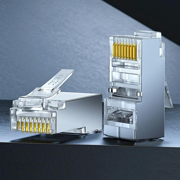 1U 100pcs / Can JINGHUA S688 Gigabit Transport Cabling Extruded Super Cat6 Dual Shield RJ45 8P8C Connector