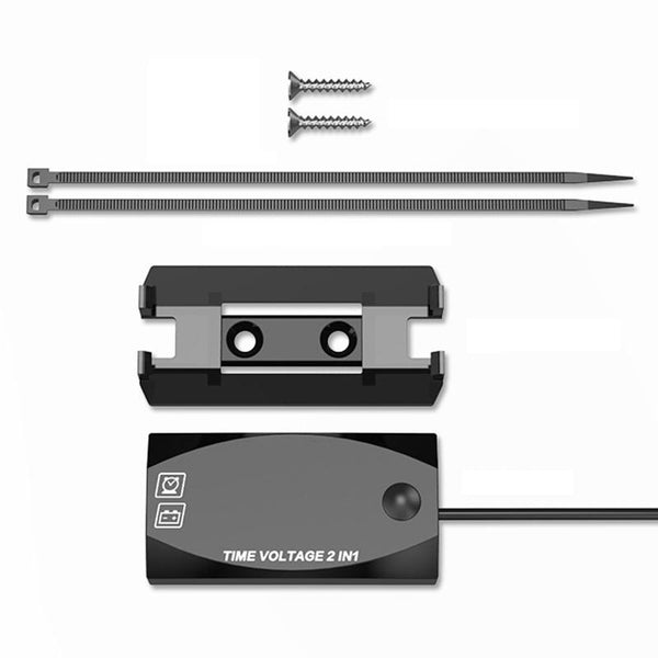 Motorcycle Multi-functional 2 in 1 Digital Display Voltmeter + Electronic Clock, 6-30V IP67 (Blue Light)