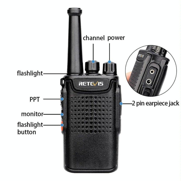 RETEVIS RT67 0.5W PMR446 16CHS Two Way Radio Mini Handheld Walkie Talkie, EU Plug(Black)