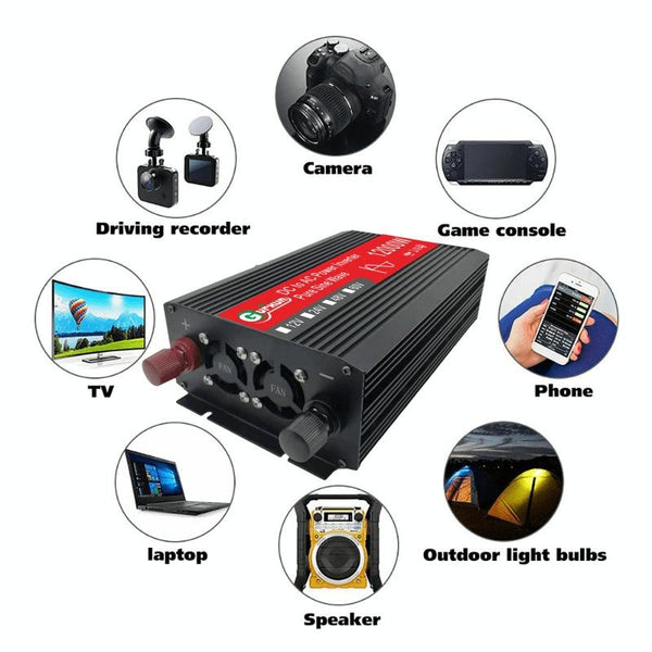 Gurxun 12000W High Power Household Car Sine Wave Inverter, Specification: 24V To 220V