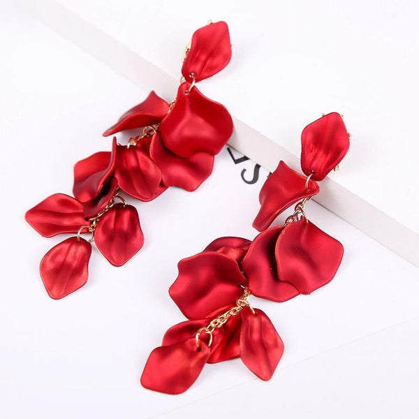 Long Exaggerated Fabric Art Handmade Petal Earrings, Color: E1910-1 8 Long Models