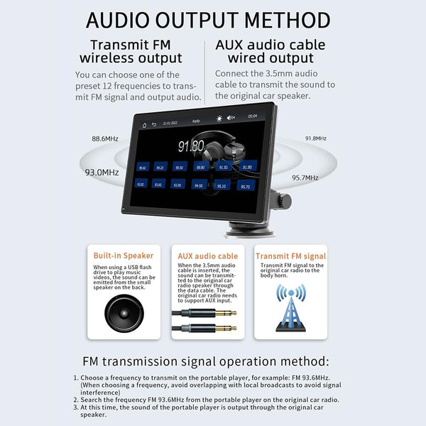 B5305 9 inch Portable Car MP5 Player Support CarPlay / Android Auto(Black)