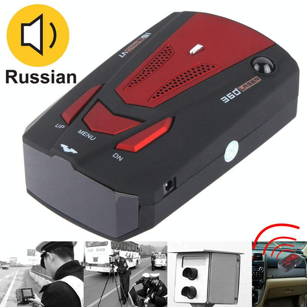 High Performance 360 Degrees Full-Band Scanning Car Speed Testing System / Detector Radar, Built-in Russian Voice Broadcast(Black Red)
