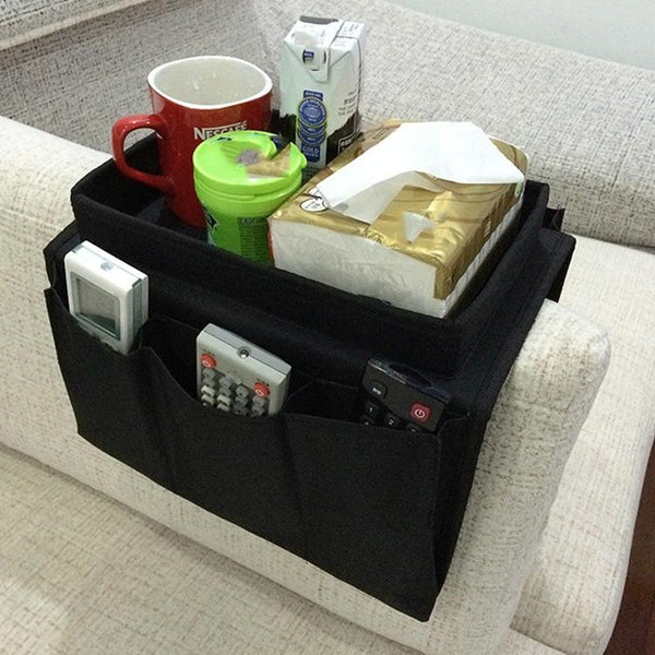 SF001 Oxford Cloth Sofa Armrest Hang Bag Household Storage Bag(Beige)