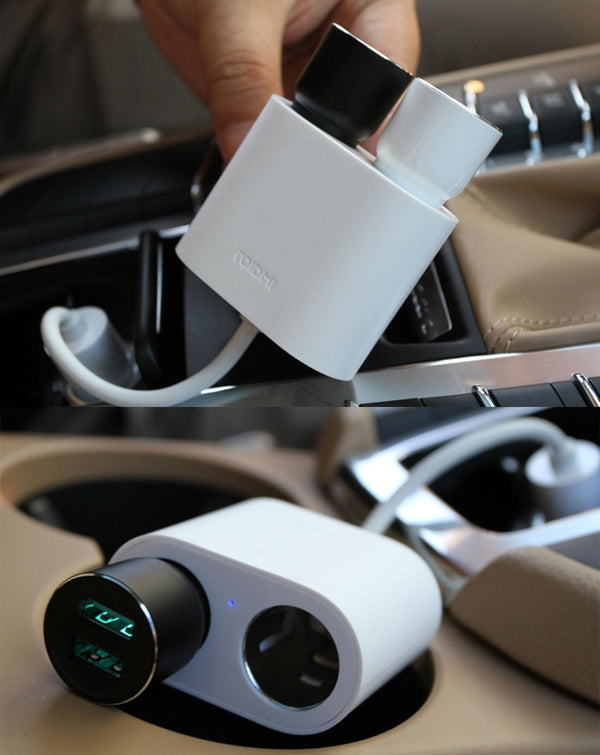 Original Xiaomi Youpin ROIDMI 2 in 1 120W 10A Car Cigarette Lighter + Dual USB Port Quick Charge Car Charger(White)