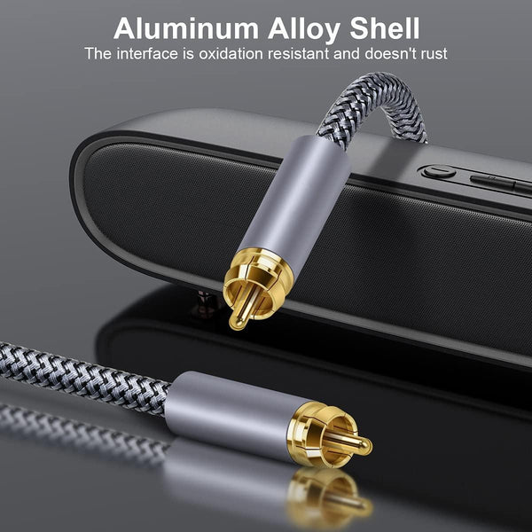 3m Pure Copper RCA Coaxial HIFI Digital Audio Cable SPDIF Subwoofer Speaker Cable(Silver Gray)