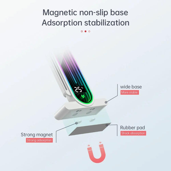 COOLMOON GH3 Computer ARGB Vertical Adjustable Lens Graphics Card Holder, Style: No Temperature Display White