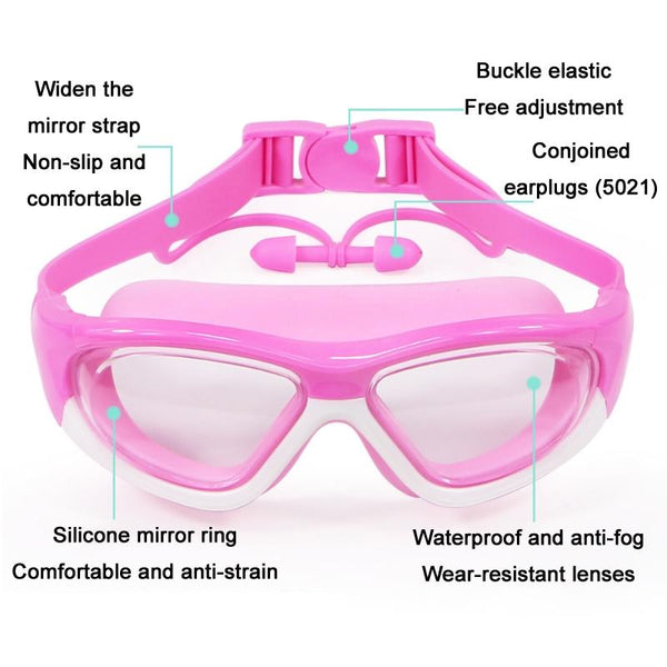 HAIZID Children Large Frame Anti-fog HD Diving Goggles(5021 Blue)