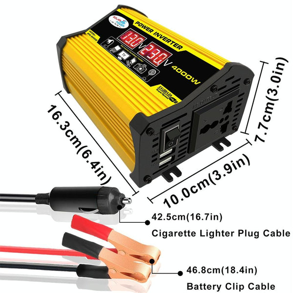 Legend II Generation 12V to 220V 4000W Modified Square Wave Car Power Inverter(Yellow)