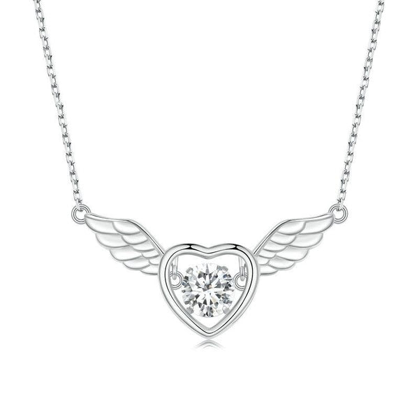 BSN287 Sterling Silver S925 Vibrant Wings White Gold Plated Zircon Necklace