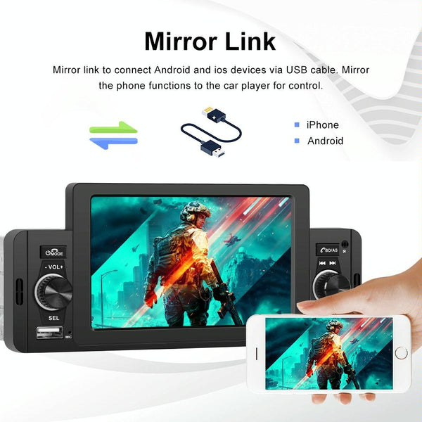 A3107 5 inches Car MP5 Wired CarPlay Universal Bluetooth Player With Microphone, Style: Standard