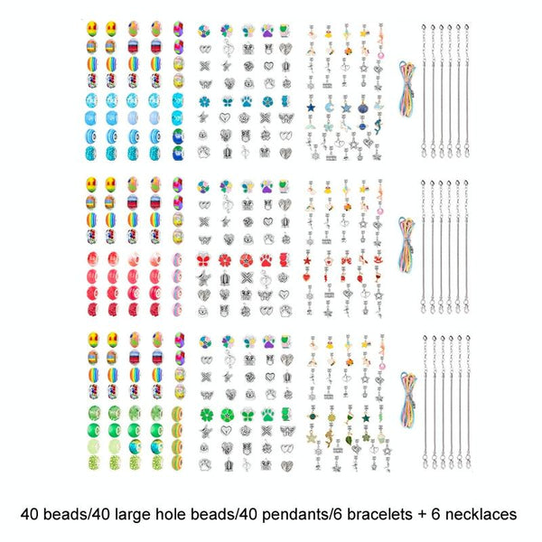 132pcs/sets Color+Red Children DIY Beaded Bracelet Double Layer Jewelry Box Set