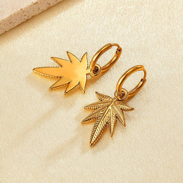 OPK GE914 1pair Personalized Stainless Steel Maple Leaf Earrings