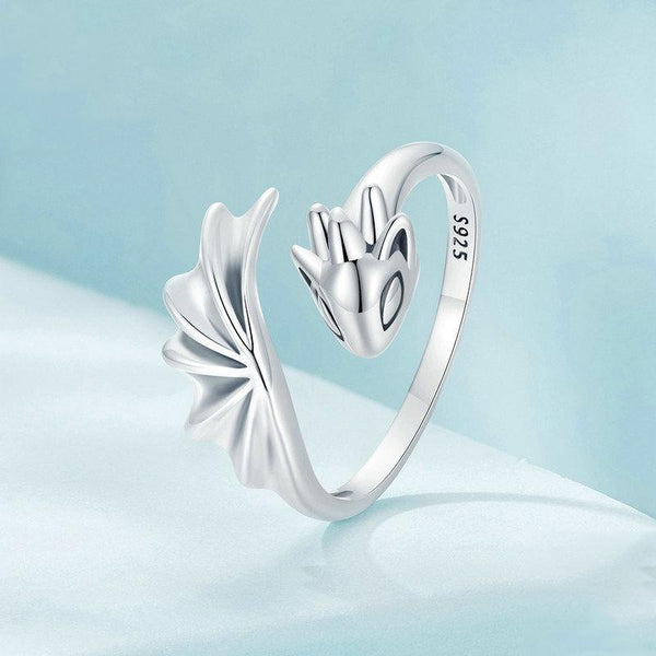 S925 Sterling Silver Flying Dragon Open Adjustable Ring(SCR1017-E)