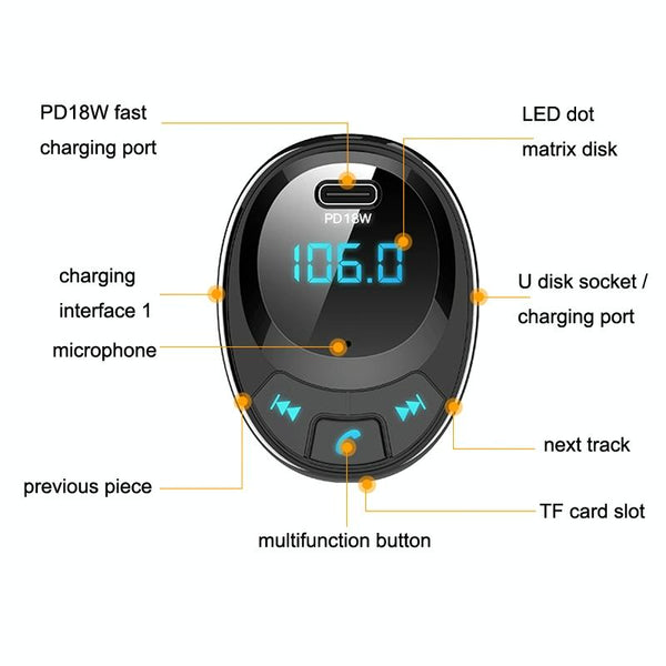 BT09 Car Bluetooth MP3 Digital Display Dual USB Charger(Black)