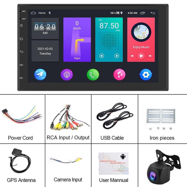 A2798 9 Inch Android WiFi 2+32G Central Control Large screen Universal Car Navigation Reversing Video Player, Style:Standard+AHD Camera