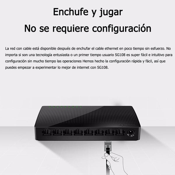 Tenda SG108 100/1000M Desktop Network Switch 8 Port Gigabit Desktop Switch Ethernet Switch LAN Hub(EU Plug)