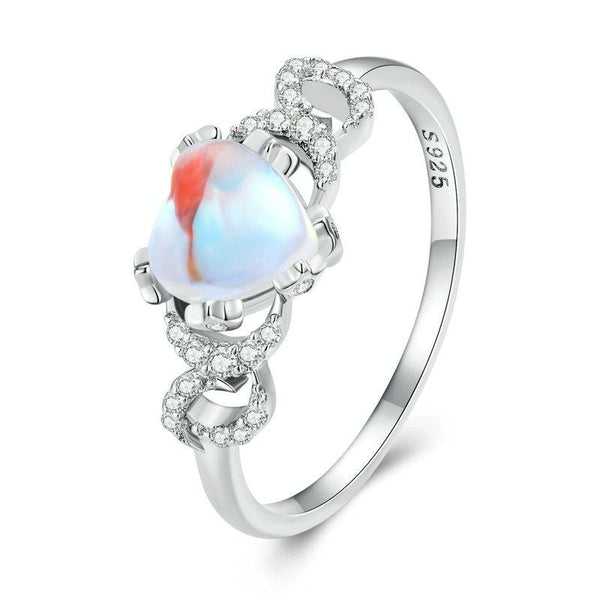 BSR369 Sterling Silver S925 Heart Moonstone Ring(No.6)
