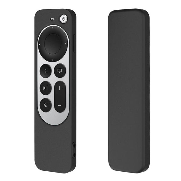 Silicone Protective Case Cover with Rope For Apple TV 4K 4th Siri Remote Controller(Black)