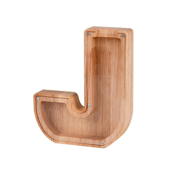Wooden English Alphabet Piggy Bank Transparent Acrylic Piggy Bank(J)