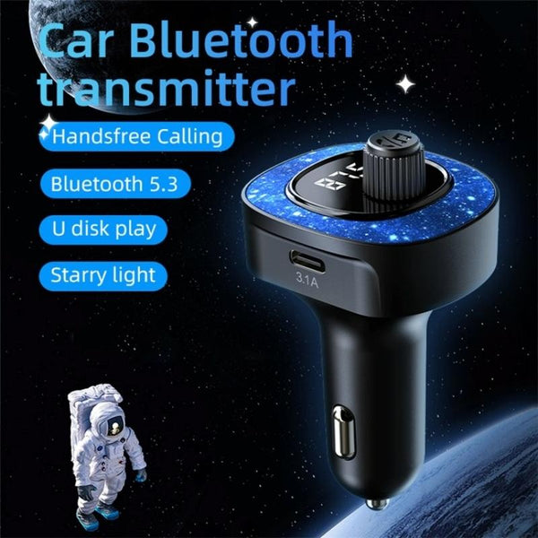 C41 Star Light Car Charger ABS Adapter FM Transmitter Bluetooth Hands-free Call MP3 Music Player