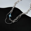 OPK GX2417 Stainless Steel Flash Pendant Double Layered Necklace