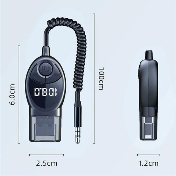 W8 With Telescopic Cable Car Audio Adapter Bluetooth Receiver FM Transmitter