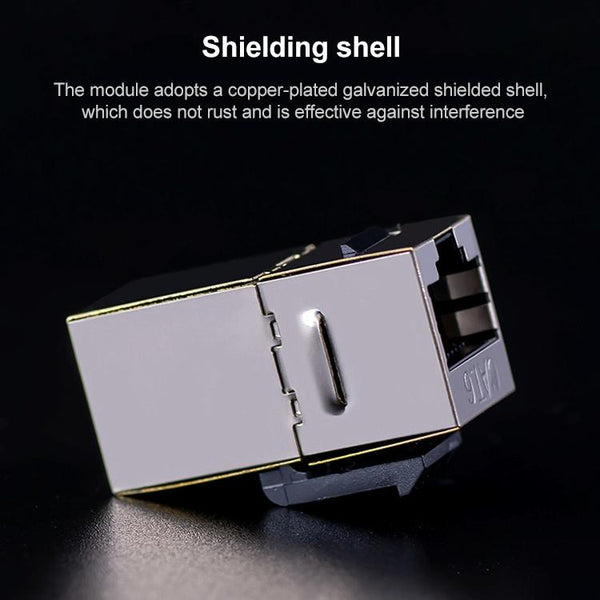 CAT.6 Shielded Pass-through Network Module, Single Port Panel + Shielded Pass-through(White)