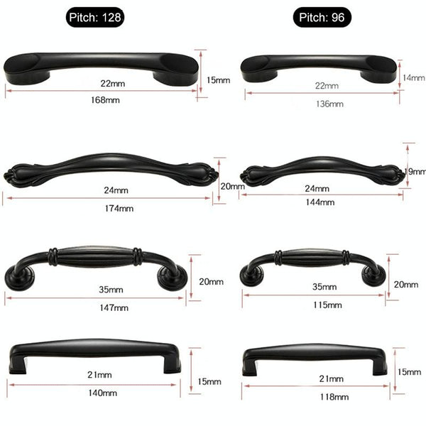 6225A-64 Simple Cabinet Door Handle Drawer Wardrobe Zinc Alloy Handle(Black)