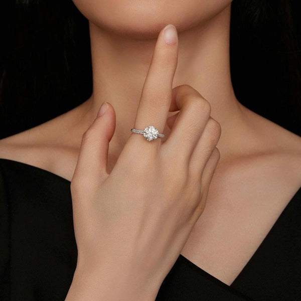 MSR017 Sterling Silver S925 White Gold Plated Moissanite Ring(No.8)