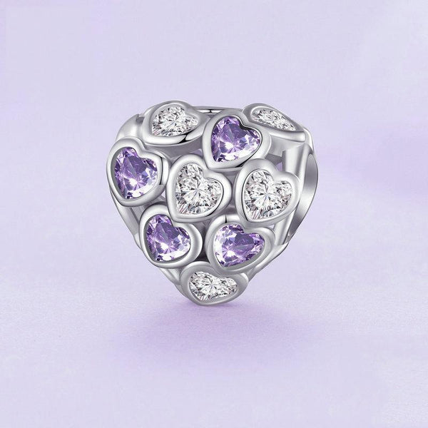 SCC2451 Sterling Silver S925 Heart Zirconia Infinity Symbol White Gold Plated Bracelet Beads