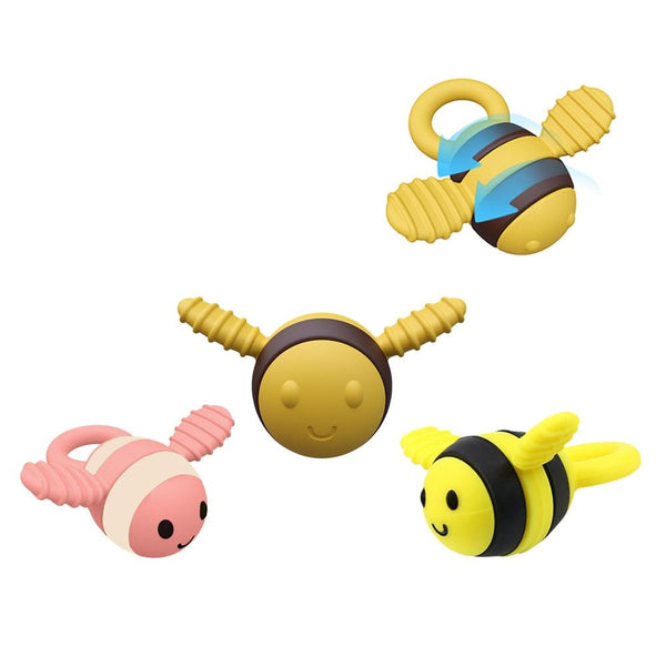 Bee Shaped Teether Teething Stick Baby Anti-Snacking Toys, Color: Yellow Brown No Silk Print