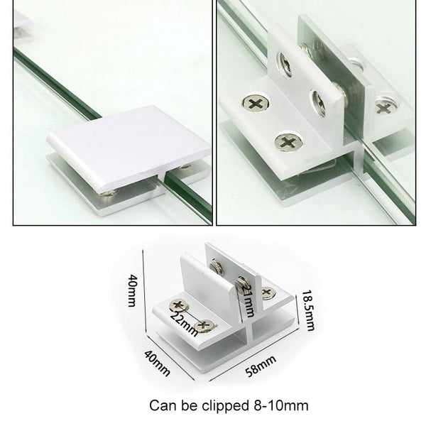 Aluminum Alloy Glass Combination Clamp Cabinet Partition Fixing Clip, T-type Cliped 8-10mm