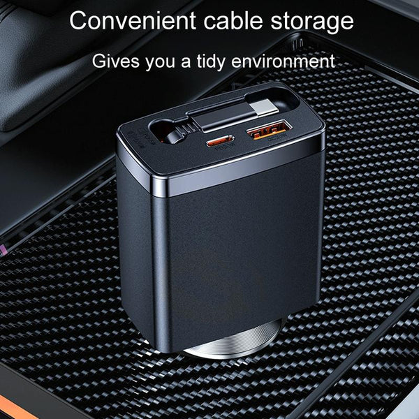 Car Retractable Charger One To Three Automobile Cigarette Lighter, Interface: 8 Pin