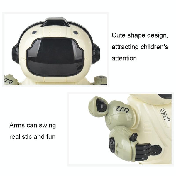 Intelligent Early Education Sound and Light Mechanical Robot Toys, Color: 9 Gray